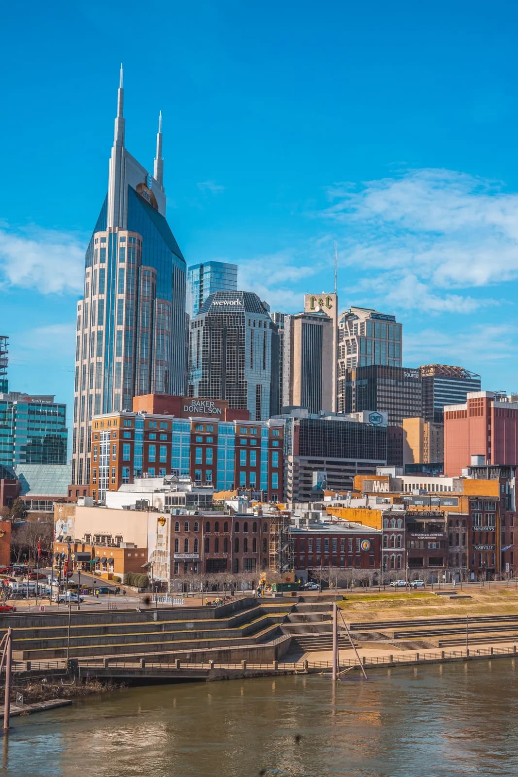 Nashville skyline beside the Cumberland River