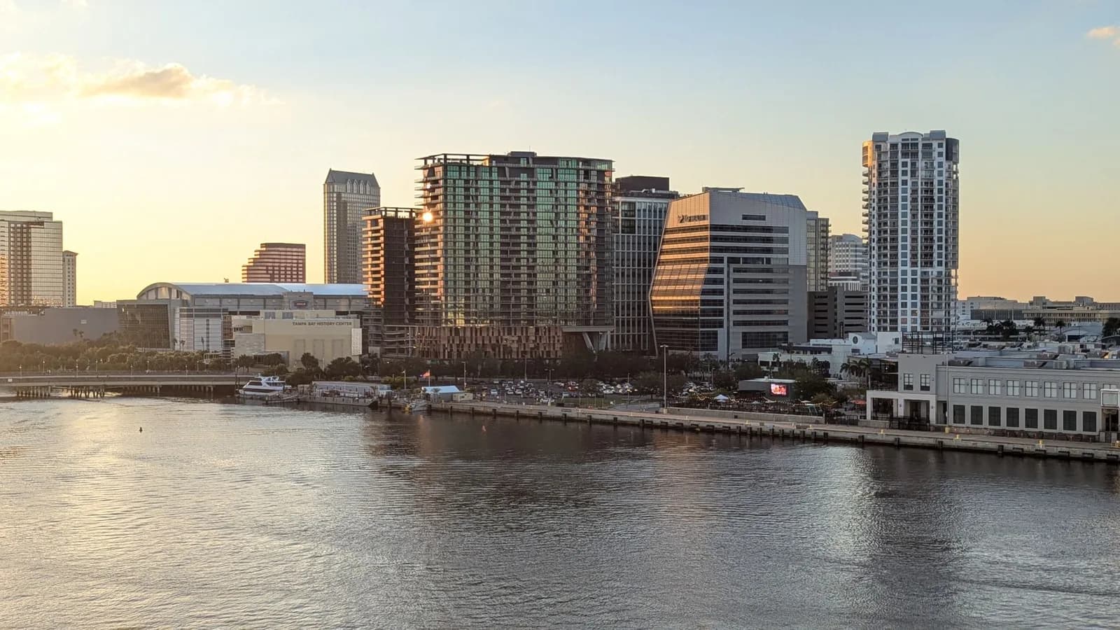 Tampa waterfront skyline at dusk